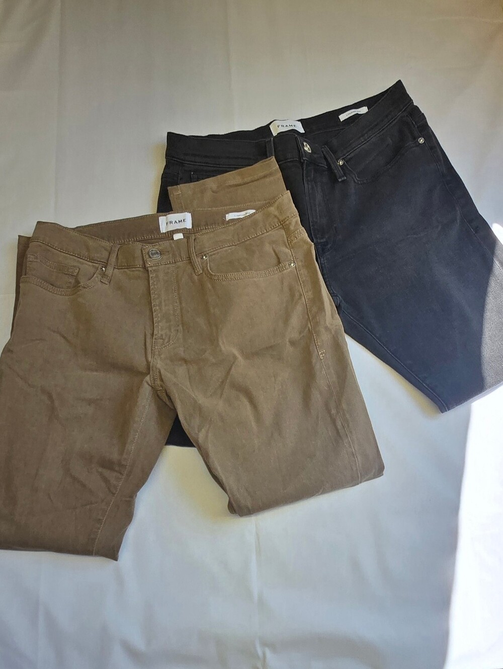 Frame Mens Denim Slim Straight Chinos in Brown and Black-size 32 Set Of 2